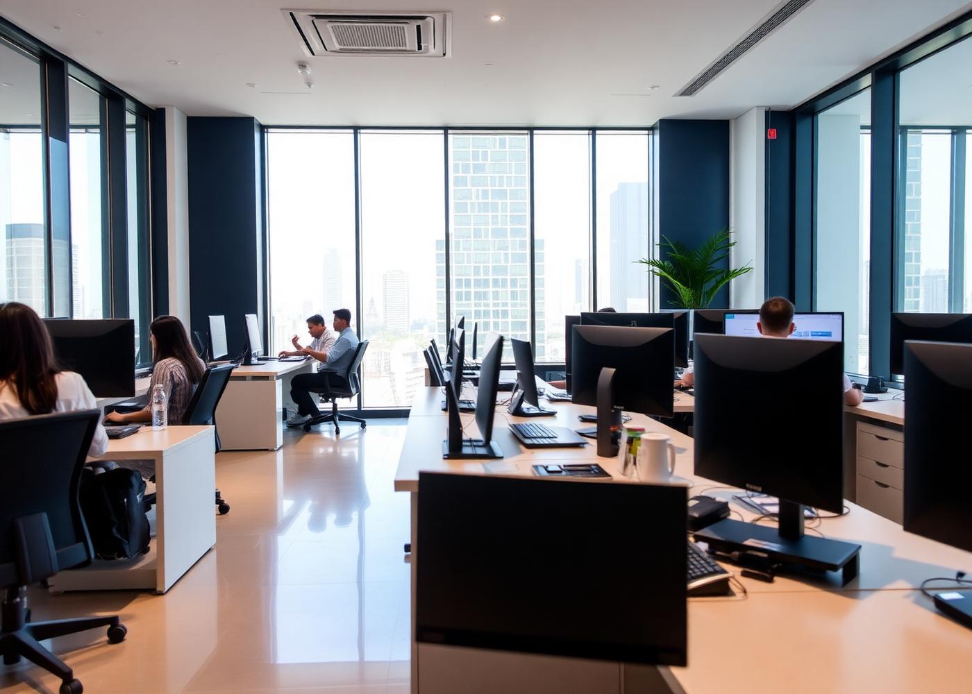 IT consultant reviewing infrastructure plans in a Kuwait office